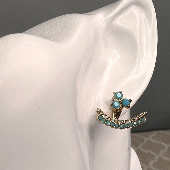 Kate Spade Dainty Sparklers Cluster 2 pc Earring Jacket Stud Turquoise Blue NWT - Picture 5 of 7